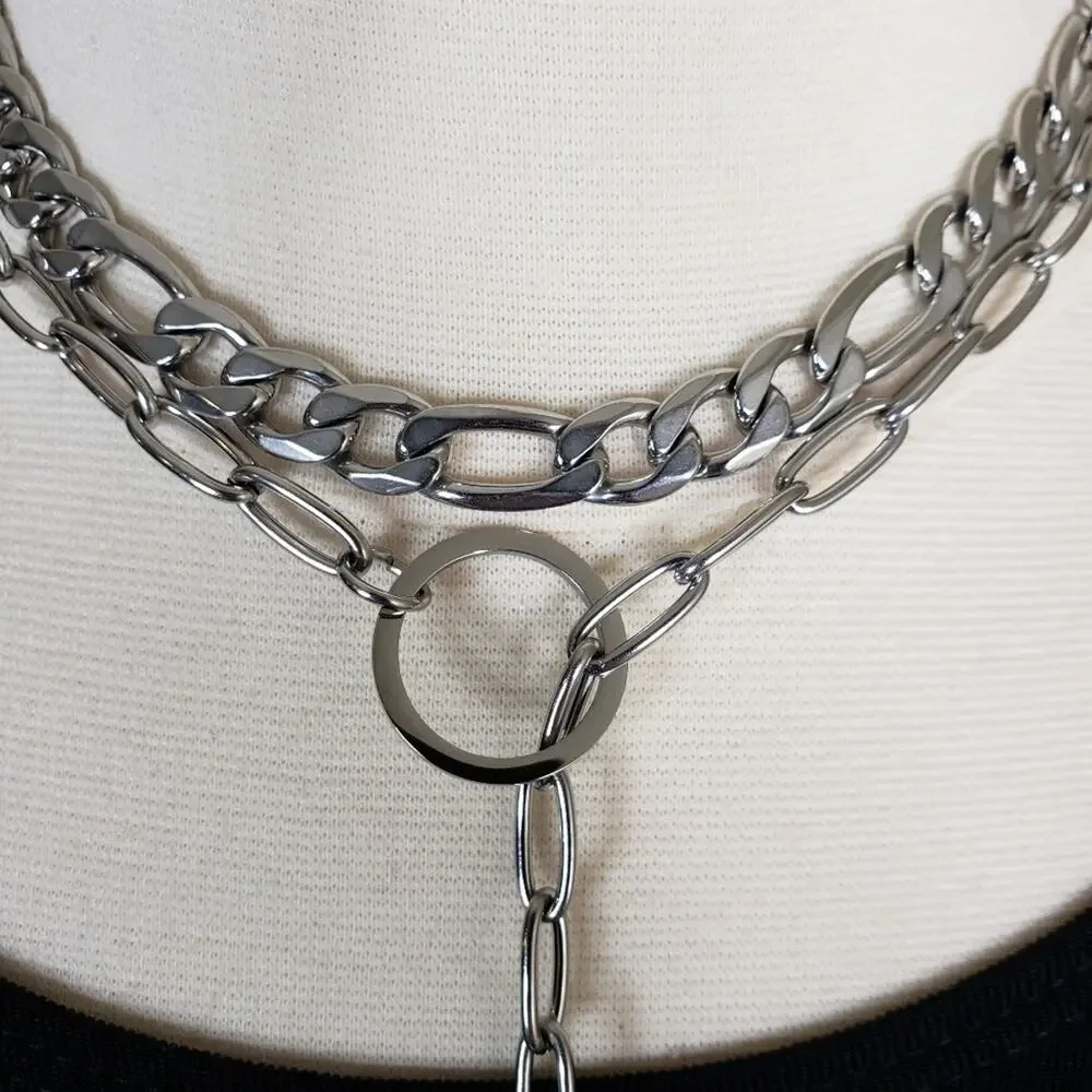 ADORNIA Mixed Chain Feather Lariat Layered Necklace NEW